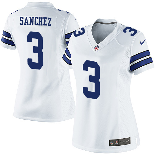 Women's Limited Mark Sanchez Nike Jersey White Road - #3 NFL Dallas Cowboys